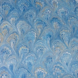 Italian Marbled Origami Paper - PEACOCK - Bright Blues