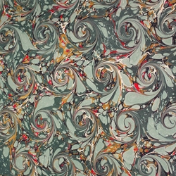 Italian Marbled Origami Paper - CURLED STONE - Green/Red