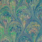 Italian Marbled Origami Paper - PEACOCK - Blues
