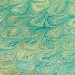 Italian Marbled Origami Paper - PEACOCK - Teal/Yellow