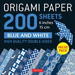 6" Origami Paper and Instruction Kit - BLUE AND WHITE