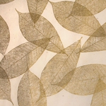 Screenprinted Mulberry Origami Paper - Golden Leaves - CREAM