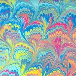 Hand Marbled Origami Paper - NEON PEACOCK
