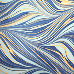 Indian Cotton Rag Marble Origami Paper - Bird Wing - BLUE AND GOLD
