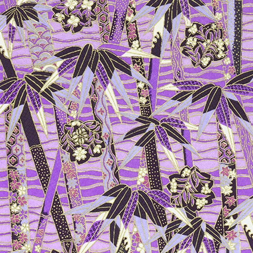 Chiyogami Yuzen Origami Paper - VIOLET BAMBOO STALKS - 4 Sheet Pack - 6 x 6  Inch