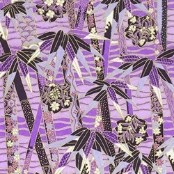 Chiyogami Yuzen Origami Paper - VIOLET BAMBOO STALKS - 4 Sheet Pack - 6 x 6 Inch