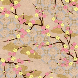 Chiyogami Yuzen Origami Paper - GENTLE BLOSSOM - 4 Sheet Pack - 6 x 6 Inch