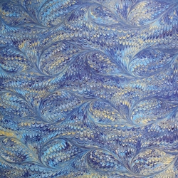 Italian Marbled Origami Paper - BIRD WING - Bright Blues/Gold