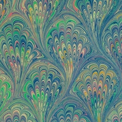 Italian Marbled Origami Paper - PEACOCK - Blues