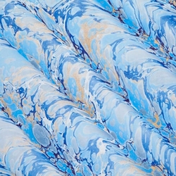 Italian Marbled Origami Paper - STONE WAVE - Bright Blue/Gold