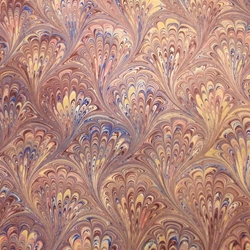 Italian Marbled Origami Paper - PEACOCK - Mauve/Blue/Gold