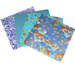Assorted 6" Chiyogami Origami 16 Sheet Pack - BLUES