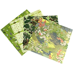 Assorted 6" Chiyogami Origami 16 Sheet Pack - GREENS
