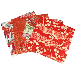 Assorted 6" Chiyogami Origami 16 Sheet Pack - REDS