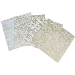Assorted 6" Chiyogami Origami 16 Sheet Pack - WHITE AND GOLDS
