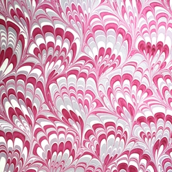 Indian Cotton Rag Marble Origami Paper - Peacock - MAGENTA AND GREY ON WHITE
